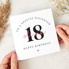Personalised Daughter's Birthday Card with Name and Age Milestone Happy Birthday Card for Daughter Elegant Keepsake 13th 14th 15th 16th 18th
