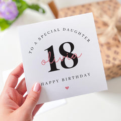 Personalised Daughter's Birthday Card with Name and Age Milestone Happy Birthday Card for Daughter Elegant Keepsake 13th 14th 15th 16th 18th