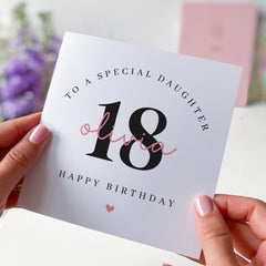 Personalised Daughter's Birthday Card with Name and Age Milestone Happy Birthday Card for Daughter Elegant Keepsake 13th 14th 15th 16th 18th