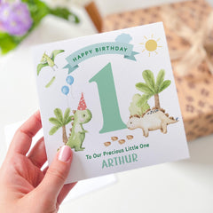 Personalised Dinosaur 4th Birthday Card for Boys Age Card for Son Grandson Nephew Cute Prehistoric Themed Kids Birthday Keepsake I am Four