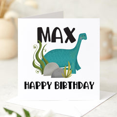 Personalised Dinosaur Birthday Card for Boy Cute Green Dino Design Custom Name Card for Son Brother Nephew Grandson 2nd 3rd 4th 5th 6th 7th