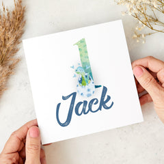 Personalised Dinosaur Design First Birthday Card for Son Daughter Grandchild 1st Birthday Name Card for Girl or Boy Cute Dino Lover I am One