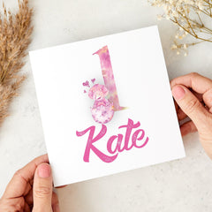 Personalised Dinosaur Design First Birthday Card for Son Daughter Grandchild 1st Birthday Name Card for Girl or Boy Cute Dino Lover I am One