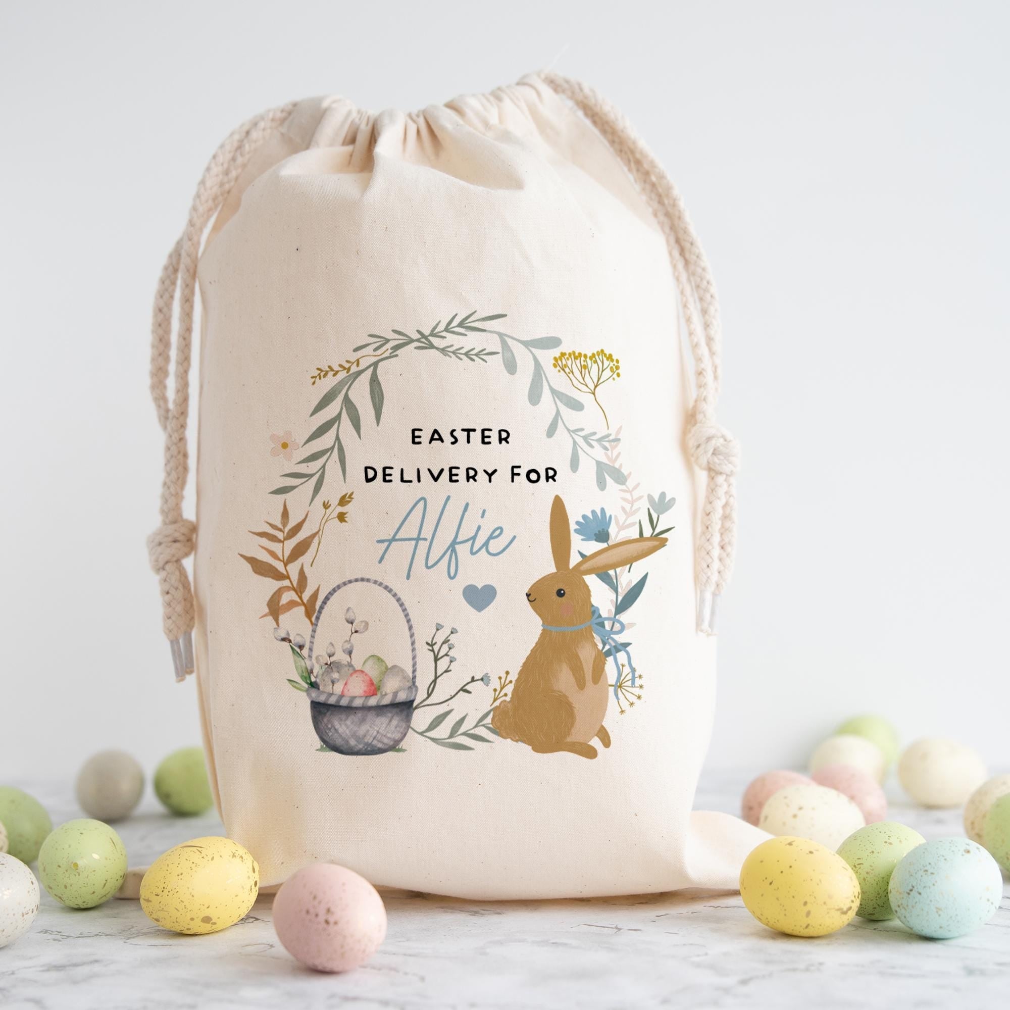 Personalised Easter Bunny Sack for Kids– Custom Name Gift Bag