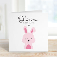 Personalised Easter Card for Boy or Girl Custom Name Bunny Card Cute Happy Easter Card for Kids Children Bunny Gift Baby First Easter Card