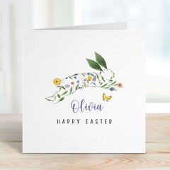 Personalised Easter Card Happy Easter 2025 Card With Rabbit Floral Easter Card For Son Daughter Nephew Baby Grandson Cute Bunny