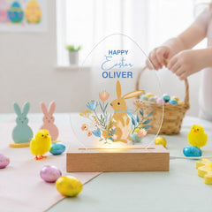 Personalised Easter LED Egg Plaque – Acrylic Night Light Gift for Daughter Son Niece Nephew Grandchild