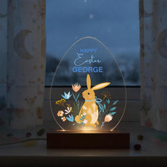 Personalised Easter LED Egg Plaque – Acrylic Night Light Gift for Daughter Son Niece Nephew Grandchild
