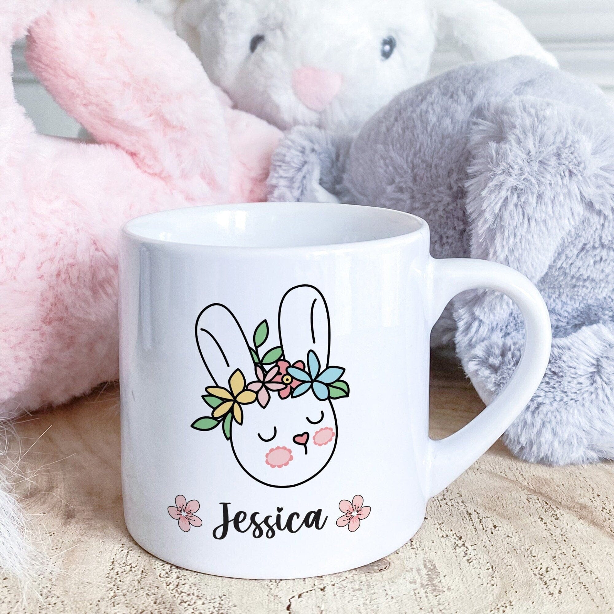 Personalised Easter Mug With Name Bunny Gift For Kids Toddler Children Present Gift For Girl