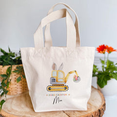 Personalised Eggs - Cavator Easter Tote Bag - Gift for Son, Daughter, Grandchild, Niece or Nephew