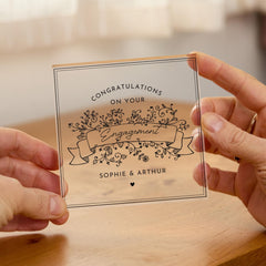 Personalised Engagement Acrylic Plaque – Congratulations on Your Engagement Gift – Keepsake for Couple