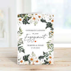 Personalised Engagement Card for Couple Elegant Floral Boho Design Names Date Congratulations Card For Daughter Son Daughter in Law Engaged