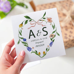 Personalised Engagement Card With Initial Name Date You'Re Engaged Floral Card Newlywed Gift Greeting Cards For Engaged Couple