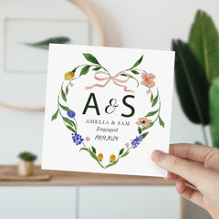 Personalised Engagement Card With Initial Name Date You'Re Engaged Floral Card Newlywed Gift Greeting Cards For Engaged Couple