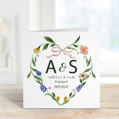 Personalised Engagement Card With Initial Name Date You'Re Engaged Floral Card Newlywed Gift Greeting Cards For Engaged Couple