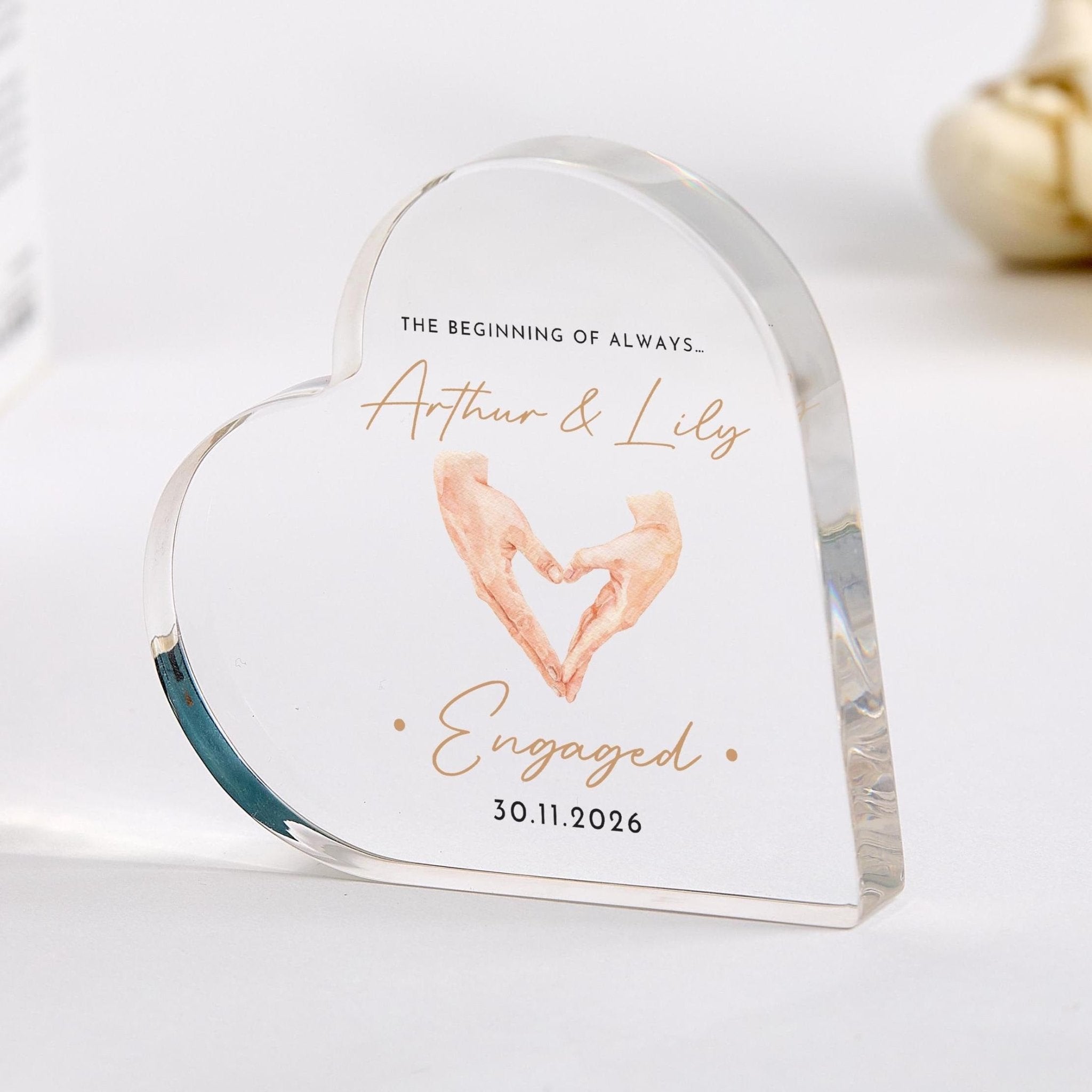 Personalised Engagement Heart Acrylic Plaque – Custom Couple Keepsake Gift