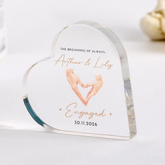 Personalised Engagement Heart Acrylic Plaque – Custom Couple Keepsake Gift