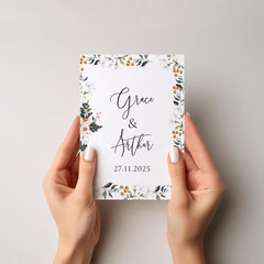 Personalised Engagement or Wedding Card for a Couple Elegant Floral Design Custom Names and Date Keepsake Card for Special Day We're Engaged