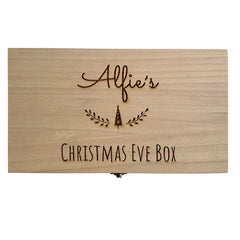Personalised Engraved Wooden Christmas Eve Box, Rectangular Children'S Xmas Gift Box, Boxes For Kids