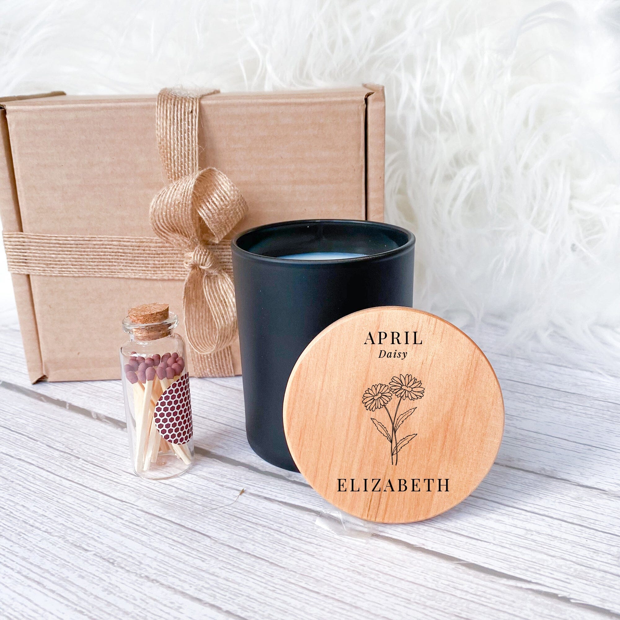 Personalised Engraving Birth Flower Candle, Birthday Gift for January February March April May June July August September October December