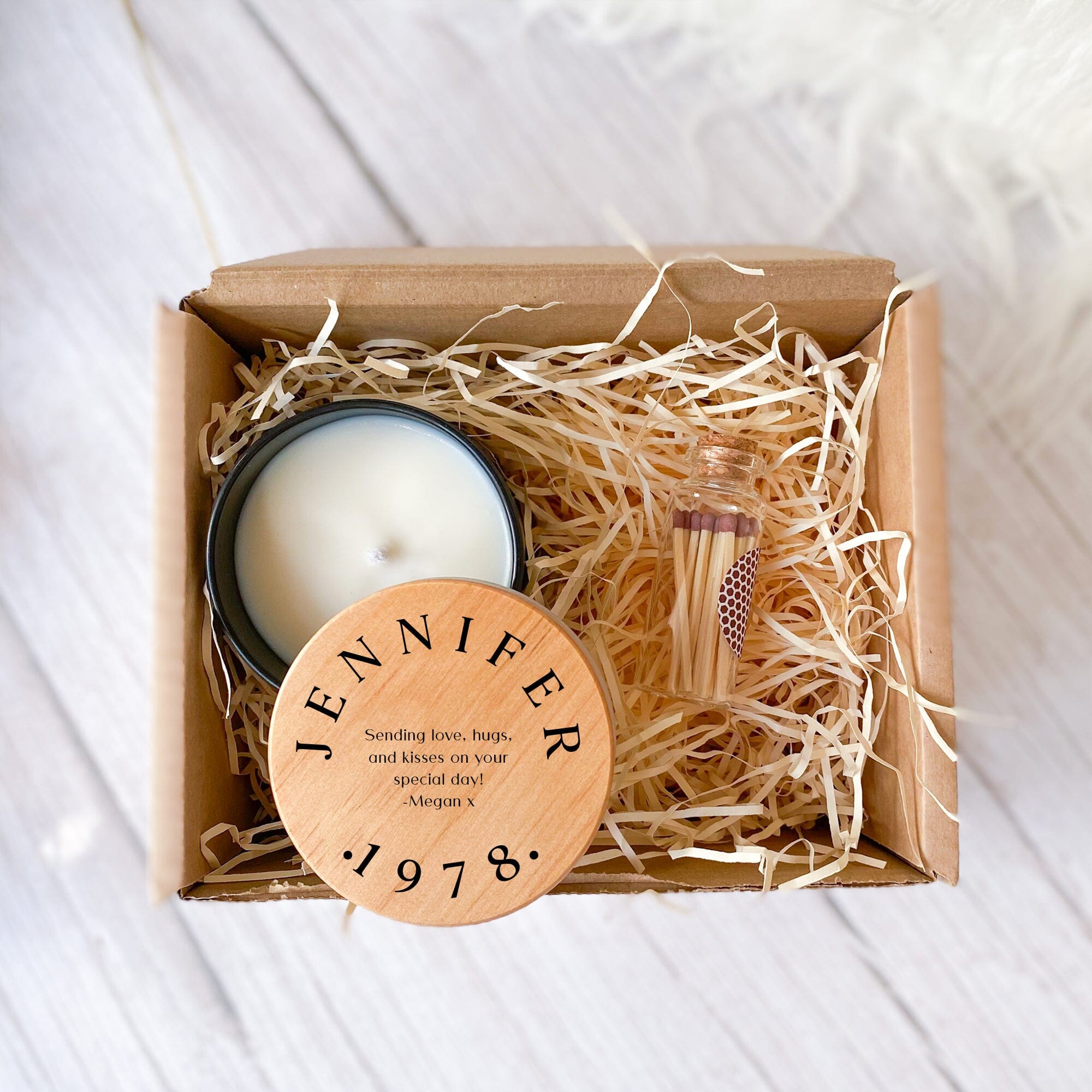 Personalised Engraving Birthday Candle and Gift Box, Gift for him, Gift for her, Mum Dad Grandparents Present