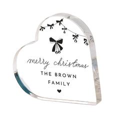 Personalised Family Christmas Gift Heart Acrylic Plaque Custom Holiday Decoration with Family Name Xmas Gift for Friends Family