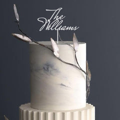 Personalised Family Name Wedding Cake Topper, Custom Surname, Wooden Gold Silver Rose Gold Black Anniversary Decor