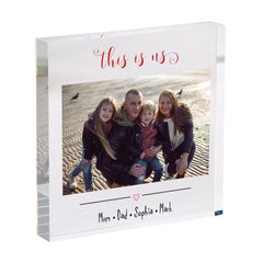 Personalised Family Photo Acrylic Plaque Custom Picture Keepsake Block with Names This Is Us Gift for Mum, Dad, Parents or Grandparents