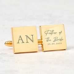 Personalised Father of the Bride Cufflinks Custom Initial and Wedding Date Gift from Bride or Groom Daughter or Son for Wedding Day Keepsake