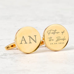 Personalised Father of the Bride Cufflinks Custom Initial and Wedding Date Gift from Bride or Groom Daughter or Son for Wedding Day Keepsake