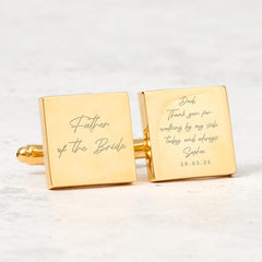 Personalised Father of the Bride Cufflinks Custom Wedding Day Gift from Daughter to Dad with Engraved Message