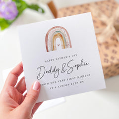 Personalised Father’s Day Card for Dad from Child Daddy and Baby Girl Baby Boy Rainbow Design Sentimental Keepsake for First Fathers Day