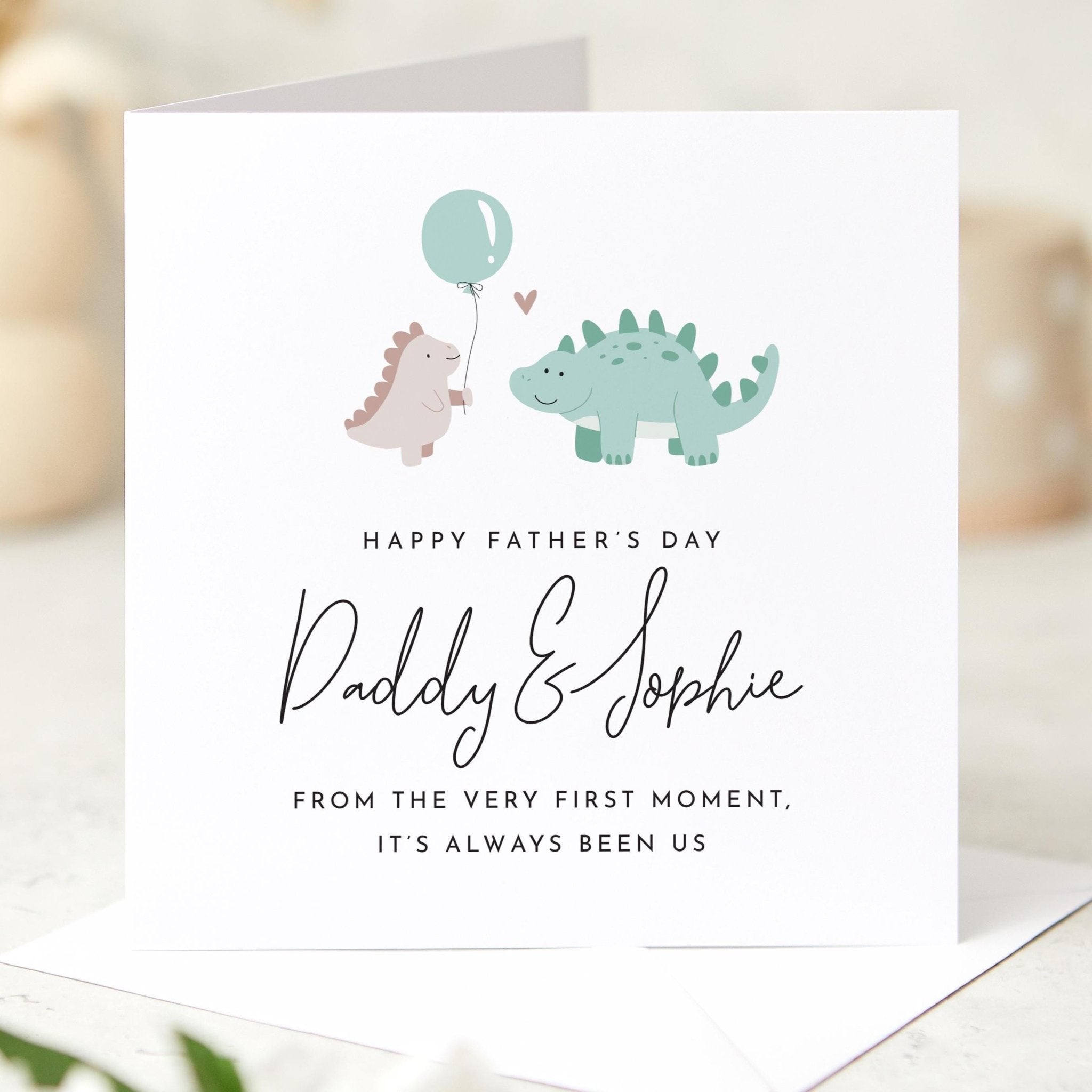 Personalised Father’s Day Card for Daddy from Child Cute Dinosaur Design Dad and Child Keepsake for First Father’s Day