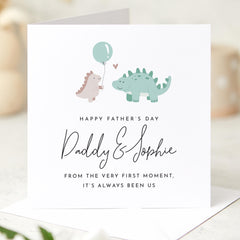 Personalised Father’s Day Card for Daddy from Child Cute Dinosaur Design Dad and Child Keepsake for First Father’s Day