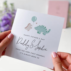 Personalised Father’s Day Card for Daddy from Child Cute Dinosaur Design Dad and Child Keepsake for First Father’s Day