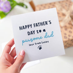 Personalised Father’s Day Card for Dog or Cat Owner Pawsome Dad Design Custom Name Pet Lover Keepsake for Dog Dad or Cat Dad Pet Lover Gift
