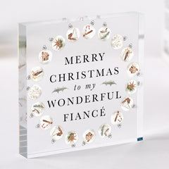 Personalised Fiancé Merry Christmas Acrylic Plaque – Xmas Gift for Fiancée Keepsake Decoration for Him Her