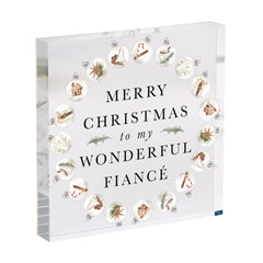 Personalised Fiancé Merry Christmas Acrylic Plaque – Xmas Gift for Fiancée Keepsake Decoration for Him Her