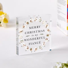 Personalised Fiancé Merry Christmas Acrylic Plaque – Xmas Gift for Fiancée Keepsake Decoration for Him Her