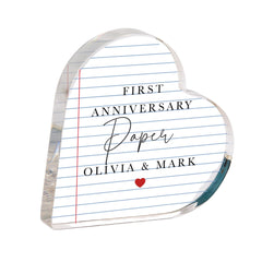 Personalised First Anniversary Gift – Acrylic Plaque – Paper Anniversary Keepsake for Husband Wife or Couple