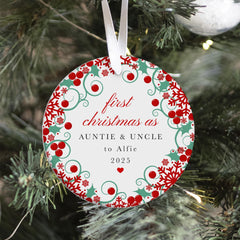 Personalised First Christmas as Auntie & Uncle Tree Decoration Ornament Gift from Nephew or Niece 1st Xmas Keepsake