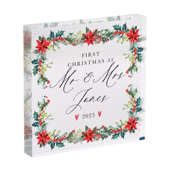 Personalised First Christmas as Mr & Mrs Gift Acrylic Plaque Wedding Keepsake for Newlywed Couple Husband and Wife