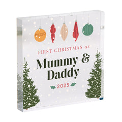 Personalised First Christmas as Mummy Daddy Gift Acrylic Plaque for New Parents Mum Dad Keepsake