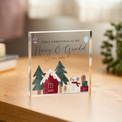 Personalised First Christmas as My Nanny & Grandad Acrylic Plaque – Custom Xmas Keepsake Gift for Grandparents