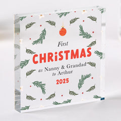 Personalised First Christmas as Nanny & Grandad Acrylic Plaque Grandparents Keepsake Gift from Grandchild or Family Xmas Present