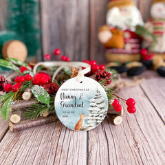 Personalised First Christmas as Nanny & Grandad Ornament Tree Decoration Woodland Fox Design Gift from Grandchild