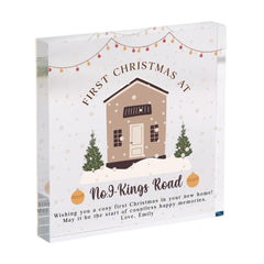 Personalised First Christmas at New Home Gift Acrylic Plaque Housewarming Keepsake for Couple Family Friends or Newlyweds
