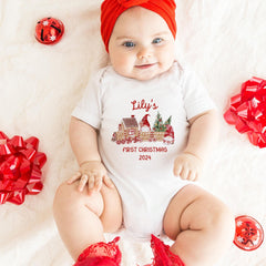 Personalised First Christmas bodysuit Gift for baby Matching Bib Baby Girl Boy 1st Xmas outfit Kids daughter son nephew niece granddaughter