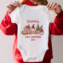 Personalised First Christmas bodysuit Gift for baby Matching Bib Baby Girl Boy 1st Xmas outfit Kids daughter son nephew niece granddaughter