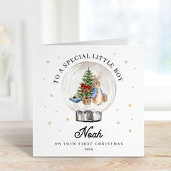 Personalised First Christmas Card For A Boy With Name To Special Little Boy For Baby Newborn Cute Nephew Son Grandson 1St Xmas Gift Card